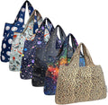allydrew Large Foldable Tote Nylon Reusable Grocery Bags, 6 Pack