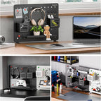 PEGZONE Clamp-on Desk Pegboard, Desk Organizer for Office Gaming Home, Magnetic Metal Peg Board with 10 Accessories, Privacy 