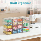Vtopmart 4 Set Clear Desk Organizer, Pen Organizer with 16 Drawers, Acrylic Desktop Organization and Storage for Office Suppl