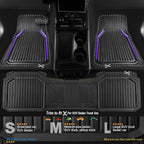 CAR PASS Heavy Duty Rubber Floor Mats for Car, Waterproof Liner Deep Dish Car Mats Full Sets, Universal Trim to Fit for SUV Truck Sedans Vans, All Weather Automotive Floor Mats 3pcs, Black Purple