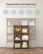 SONGMICS 6 Cube Storage Organizer, Modular Bookshelf, DIY Closet Organizers and Storage, Plastic Stackable Shelves, 11.8 x 11