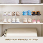 HBlife Clear Acrylic Kids Shoe Rack for Closet Organizers and Storage, Small Shoe Rack 4 Sections Toddler Baby Shoe Storage O