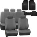 FH Group Car Seat Cover Gray Full Set Deluxe Leatherette Protector Interior Accessories Universal Fit Full Set - Airbag Compa