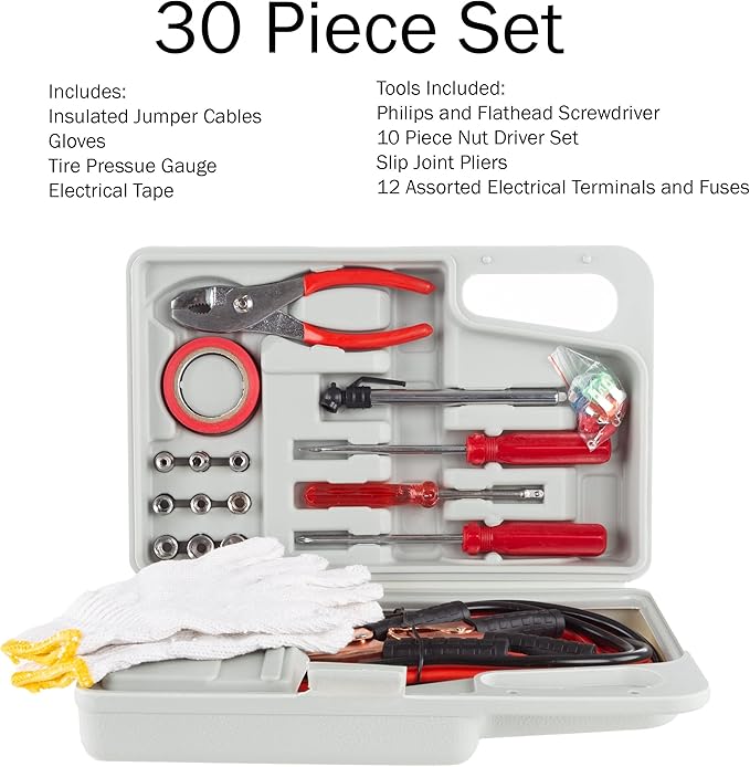 Stalwart 75-CAR1033 Emergency Roadside Assistance Tool and Auto Kit by – 30 Piece