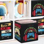 Clastyle Video Game Kid Storage Cube Organizer Set Black Gamepad Closet Clothes Cube Storage Bin Nursery Toddler Toy Box Ches