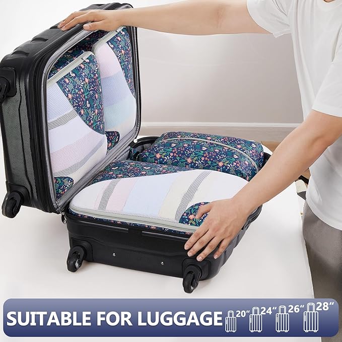 8 Set Packing Cubes for Travel, Gifts for Women Mom,Anti-Tearing Suitcase Organizer for Luggage with Shoe & Hanging Toiletry 