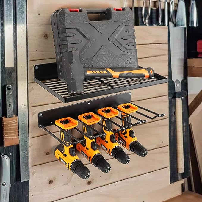 UU-Major Power Tool Organizer with Charging Station,Drill Holder Wall Mount,Garage Storage Shelves for Organization and Stora