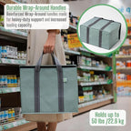 VENO 2 Pack Cooler Bag and Insulated Grocery Bags for Food Delivery, Collapsible Cooler. Reusable Shopping Bags for Groceries with Hard Bottom, Zippered, Foldable, Heavy-Duty (Light Green, 2 Pack)