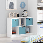 Furinno BASIC Book Shelf, 6-Cube Bookshelf with Open Shelf, 3 x 2 Bookcase with Storage Bins, Closed Back, Horizontal, 11.9 x