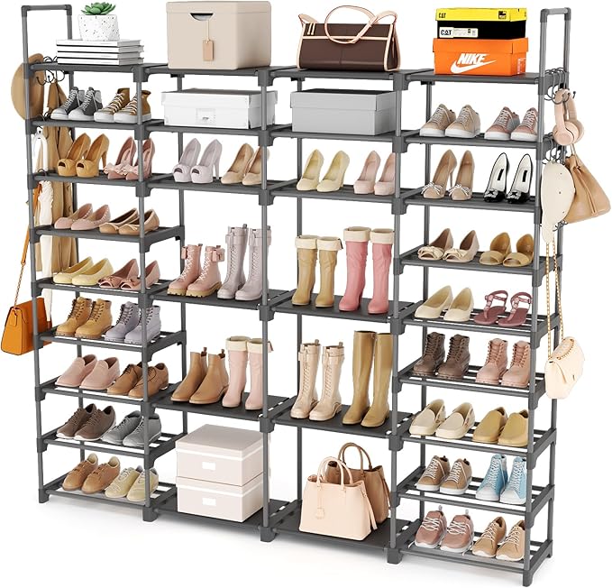 ROJASOP Large Shoe Rack Organizer for Entryway Closet 64-68 Pairs 9-Tier Heavy Duty Tall Garage Shoe Rack Shoe Shelf Shoes St