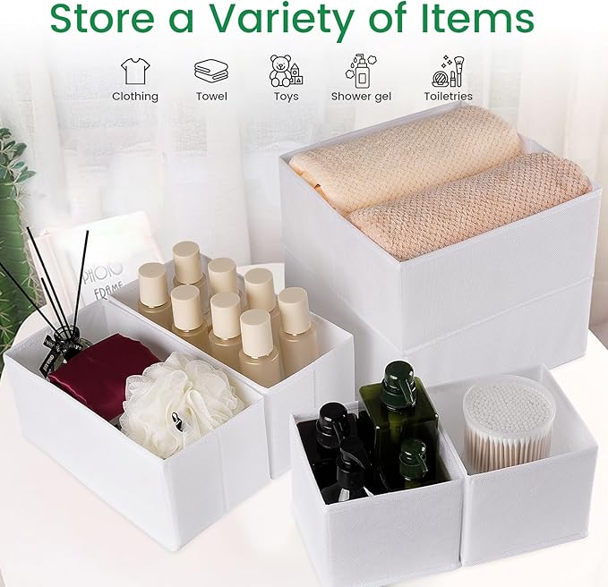 Criusia 16 Pack Underwear Drawer Organizer, Drawer Organizer Clothes, Foldable Cloth Storage Box Closet Dresser Drawer Divide