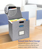 2 Pack Hanging File Folder Box with Lid, Durable Letter Size Filing Storage Box, Sturdy Magazine File Holder with Cardboard S