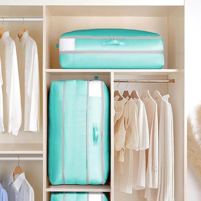 Comforter Storage Bag - Large Capacity Bedding Storage Bags Ultra Space Saving Self Compression Organizer, Washable Compressi