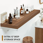 Vivelove Rustic Floating Shelves for Wall 12 Inch Deep, 24" X 12" X 1.5" Floating Shelf, 2 Inch Thick Shelf for Living Room B