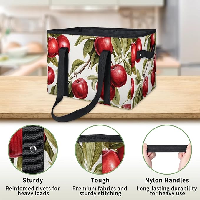 Reusable Grocery Bags Heavy Duty Shopping Bags Foldable Large Tote Bags with Long Handles & Hard Bottom
