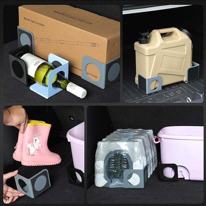 XING WEI Adjustable Cargo Organizer Blocks Car Trunk Organizer Blocks, 2 Pack Grey Works with Wool & Plastic Trunk Carpet