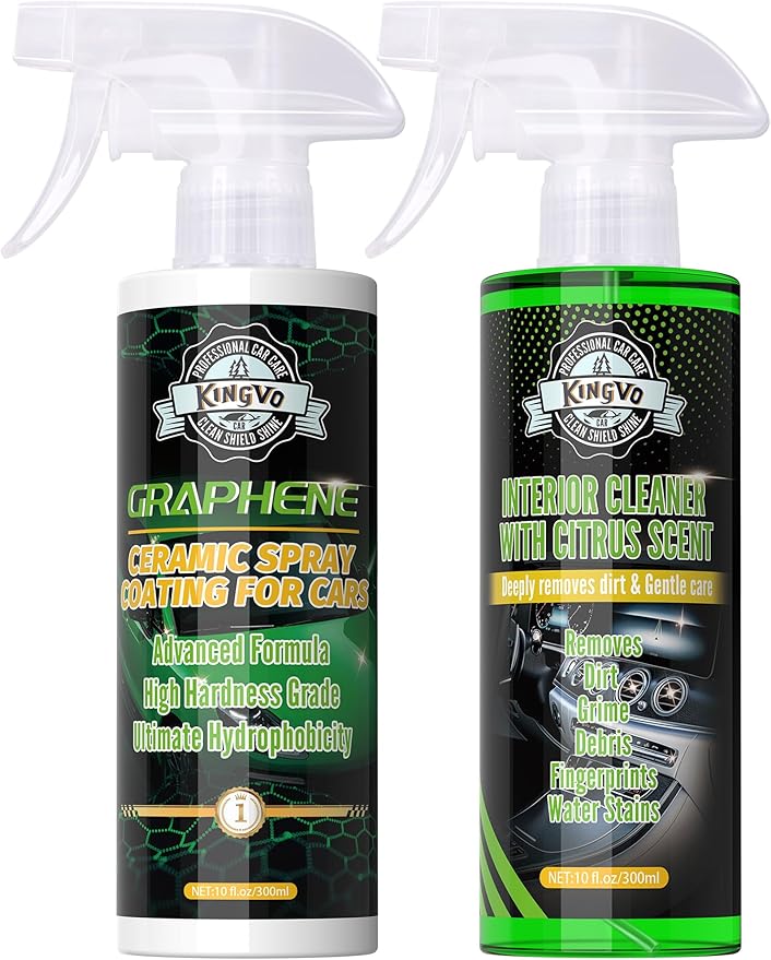 Kingvo Ceramic Coating Spray and Leather Seat Cleaner, Ceramic Car Wax for Couch Cleaning Spray Car Detailing Kit Washing Sup