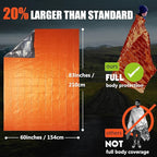 Frelaxy Emergency Blanket 2-Pack, Extra-Thick Extra-Large Space Blankets with Whistles, Storage Pouchs, and EVA case