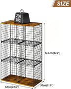 Wire Cube Closet Organizer and Storage Shelf with Extra Woodtop, 11.8“ Sturdy 6 Cube Storage Organizer Shelf, Modular Cubby S