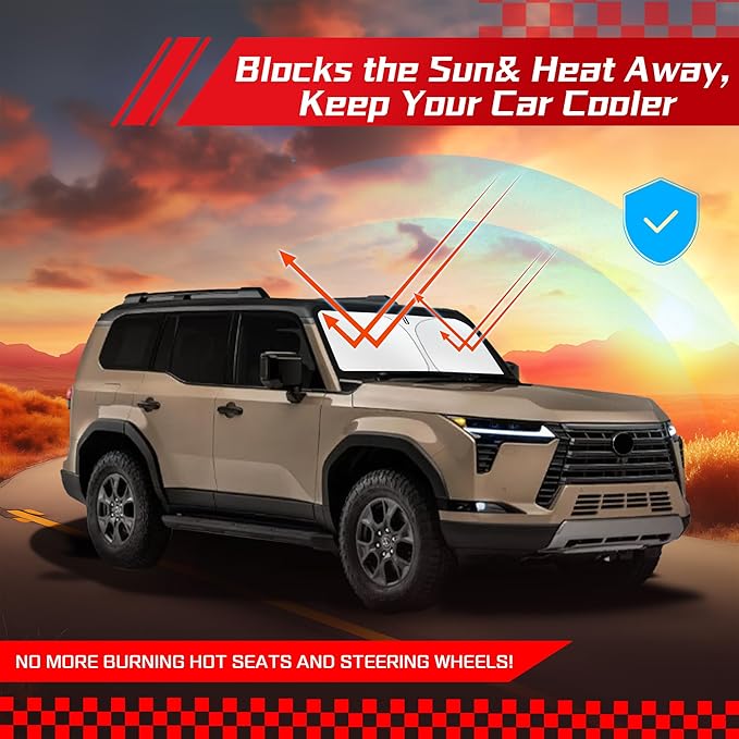 ARISMOTOR Windshield Sun Shade for Le-xus GX 550 2024-2025 2026, Custom Fit Foldable Front Window Sunshade Sun Visor Protector, Block UV Rays Keep Your Car Cooler