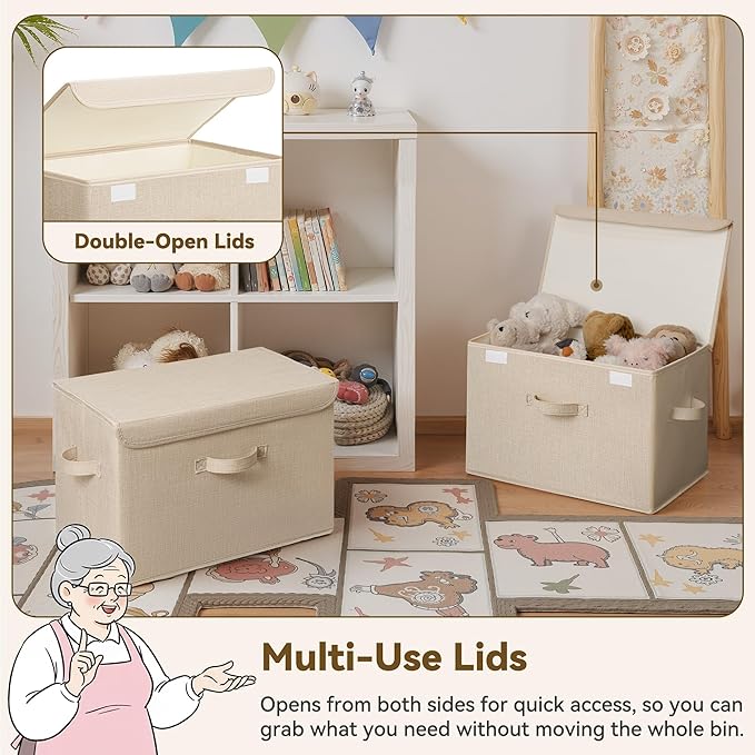 GRANNY SAYS Closet Storage Bins, Decorative Storage Boxes with Lids, Clothes Organizing Bins, Lidded Baskets for Toys, Clothi