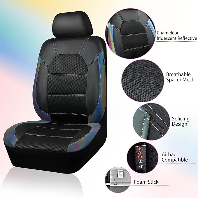 CAR PASS Leather seat Covers,Automotive Universal Sport car seat Cover Super 5mm Composite Sponge Inside,Airbag Compatible fi