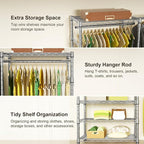 Ulif E1 Heavy Duty Closet Garment Rack, 6 Tiers Adjustable Metal Freestanding Expandable Clothing Storage with 4 Hanger Rods,