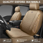 CAR PASS Beige Oxford Bling Diamond Car Seat Covers Full Set Interior Sets, Waterproof Shining Glitter Sparkly Crystal Univer