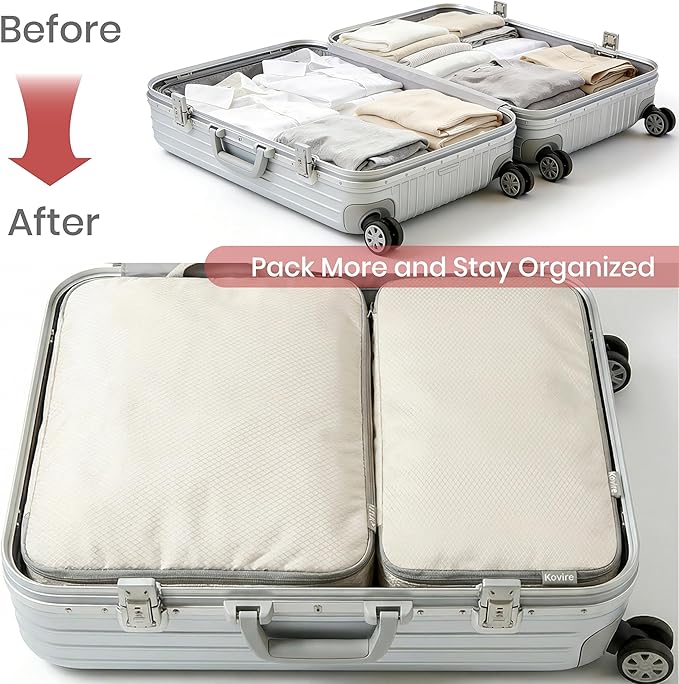 Compression Packing Cubes for Travel, Set of 10 Expandable Luggage Organizers with Shoe Bag, Lightweight Water-Resistant Suit