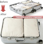 Compression Packing Cubes for Travel, Set of 10 Expandable Luggage Organizers with Shoe Bag, Lightweight Water-Resistant Suit