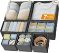 Reli. Drawer Organizer for Clothes (7 Pack) | Gray Dresser Organizer for Clothing | Foldable Fabric Drawer Bins for Bras, Nur