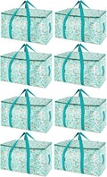 BALEINE 8-Pack Oversized Moving Bags with Reinforced Handles, Heavy-Duty Storage Tote for Clothes, Moving Supplies (Spring St