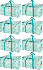 BALEINE 8-Pack Oversized Moving Bags with Reinforced Handles, Heavy-Duty Storage Tote for Clothes, Moving Supplies (Spring St