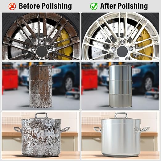 BURMONG 8" Airway Buffing Wheels for 4.5" Angle Grinder, 9PCS Buffer Polisher Wheel for Car, Aluminum Metal Polishing Wheel Pad and Compound Kit for Mirror Finish (5/8" Arbor Hole)