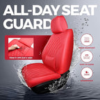 FREESOO Red Car Seat Covers Full Set - Faux Nappa Leather Seat Covers for Cars, Ultra Breathable Waterproof Front Seats Prote