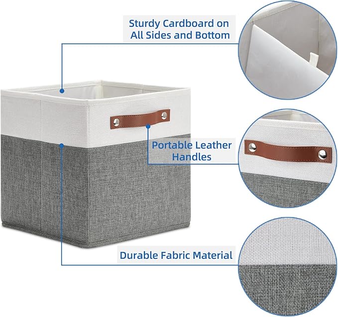 Temary Cube Storage Bins 4 Pack Storage Cubes 11?11 Fabric Storage Bins Foldable Cube Storage Baskets with Handles, Collapsib
