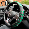 PINCTROT D Shaped Race Grip Steering Wheel Cover, Anti Slip Silicone Perforated Design with Soft Touch Padding, Enhanced Grip for Sporty Driving Flat Bottom 14.5-15 Inch (Racing Green)