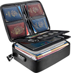 BALEINE Fireproof Document Box with Lock, Portable Fireproof Document Bag Waterproof Fire Proof File Boxes for Documents, Fil
