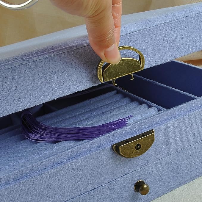 Women Jewelry Box Lockable 3 Layers Large Jewelry Organizer Storage Case for Earrings Necklaces Rings Bracelets,Green Display