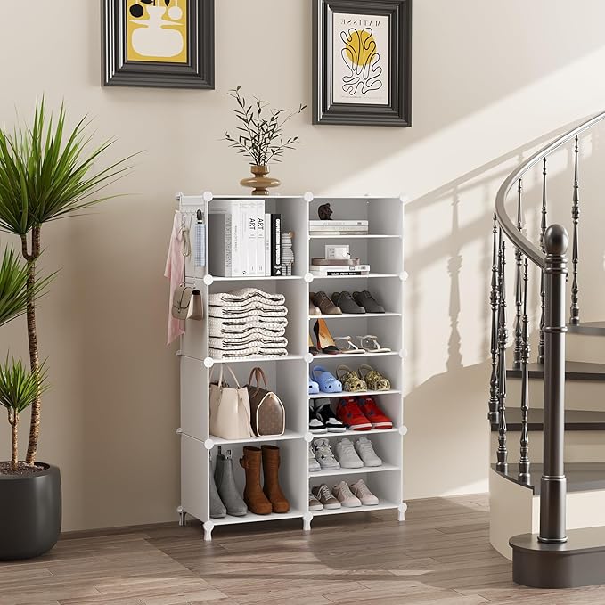 AWTATOS Closet Organizer 8 Cube Storage Shelves Closet Clothes Organizers and Storage Stackable Cubby Shelving for Closet Bed