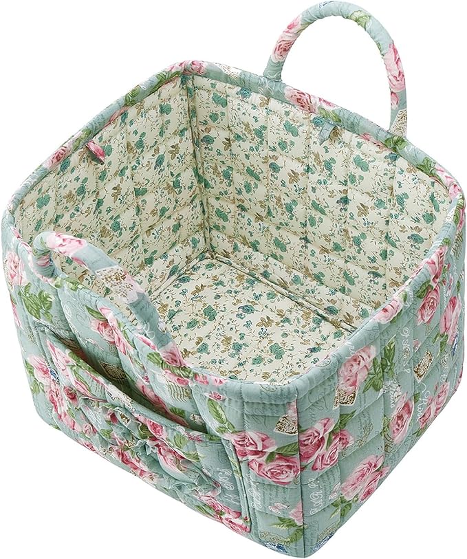 Boho Fabric Storage Basket, Large Capacity Laundry Basket, 12.2'' x 10.23'' x 10.23'' Collapsible Laundry Hamper with Easy Ca