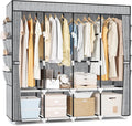 Portable Closet for Hanging Clothes, 67 Inch Wide Portable Wardrobe Closet with Cover, 4 Hanging Rod, Storage Shelves and Sid
