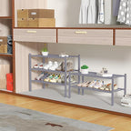 ROMGUAR CRAFT 3 Tier Bamboo Shoe Rack for Closet Free Standing Wood Shoe Shelf Storage Organizer for Entryway Small Space Sta