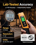 2-in-1 Digital Tire Pressure Gauge with Magnetic LED Work Light, USB Rechargeable, Lab Tested Air Gauge, 150 PSI