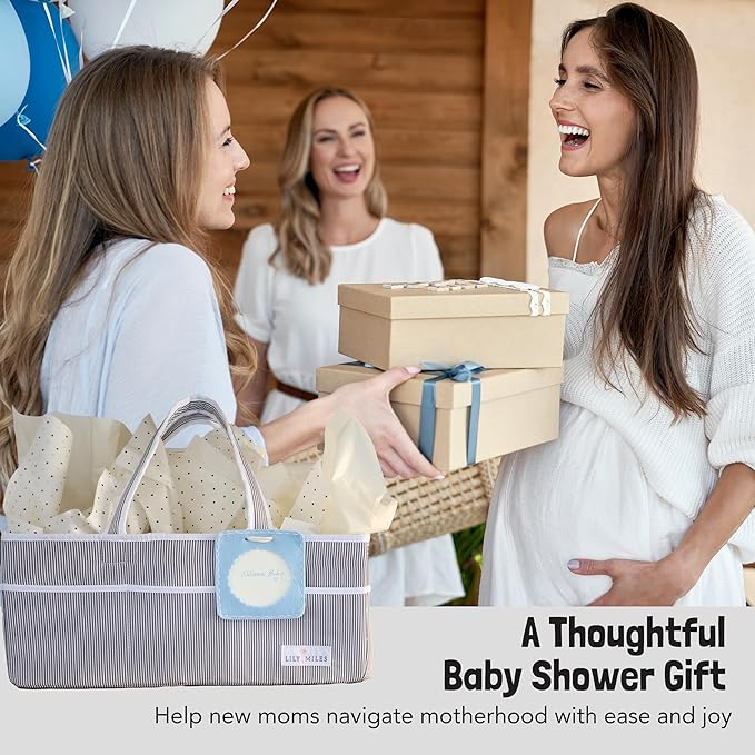 Lily Miles Baby Diaper Caddy Organizer - Large Tote Bag for Newborn essentials Boy or Girl - Baby Shower Basket - Nursery Mus