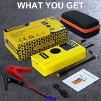 7-in-1 Car Jump Starter with Air Compressor, 3000A Portable 12V Power Pack, 150PSI Digital Tire Inflator for 9L Gas/7L