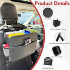 Upgraded Extra Large Car Seat Organizer Backseat with 3 Storage Pockets, Multipurpose Car Organizer Hanging Car Trash Bag Can