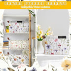 Boao 3 Pcs Wildflowers Storage Bin Wildflowers Collapsible Large Storage Baskets for Gifts Canvas Laundry Basket Foldable Box