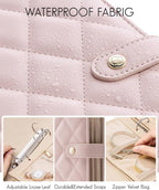 Vlando Travel Jewelry Case,Jewelry Organizer Box with Clear Zipper Velvet Jewelry Pouch Bag, PU Leather Jewelry Case,Gift for