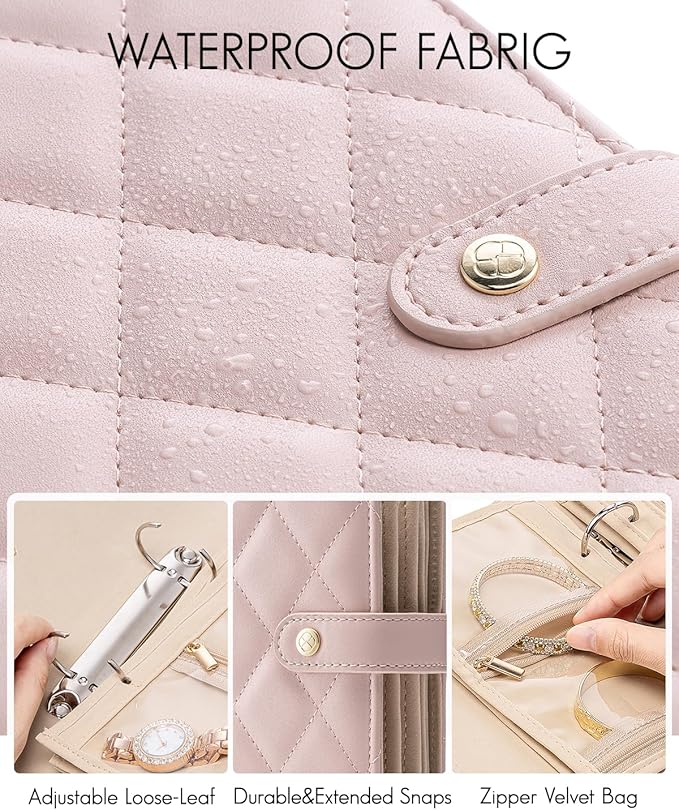 Vlando Travel Jewelry Case,Jewelry Organizer Box with Clear Zipper Velvet Jewelry Pouch Bag, PU Leather Jewelry Case,Gift for